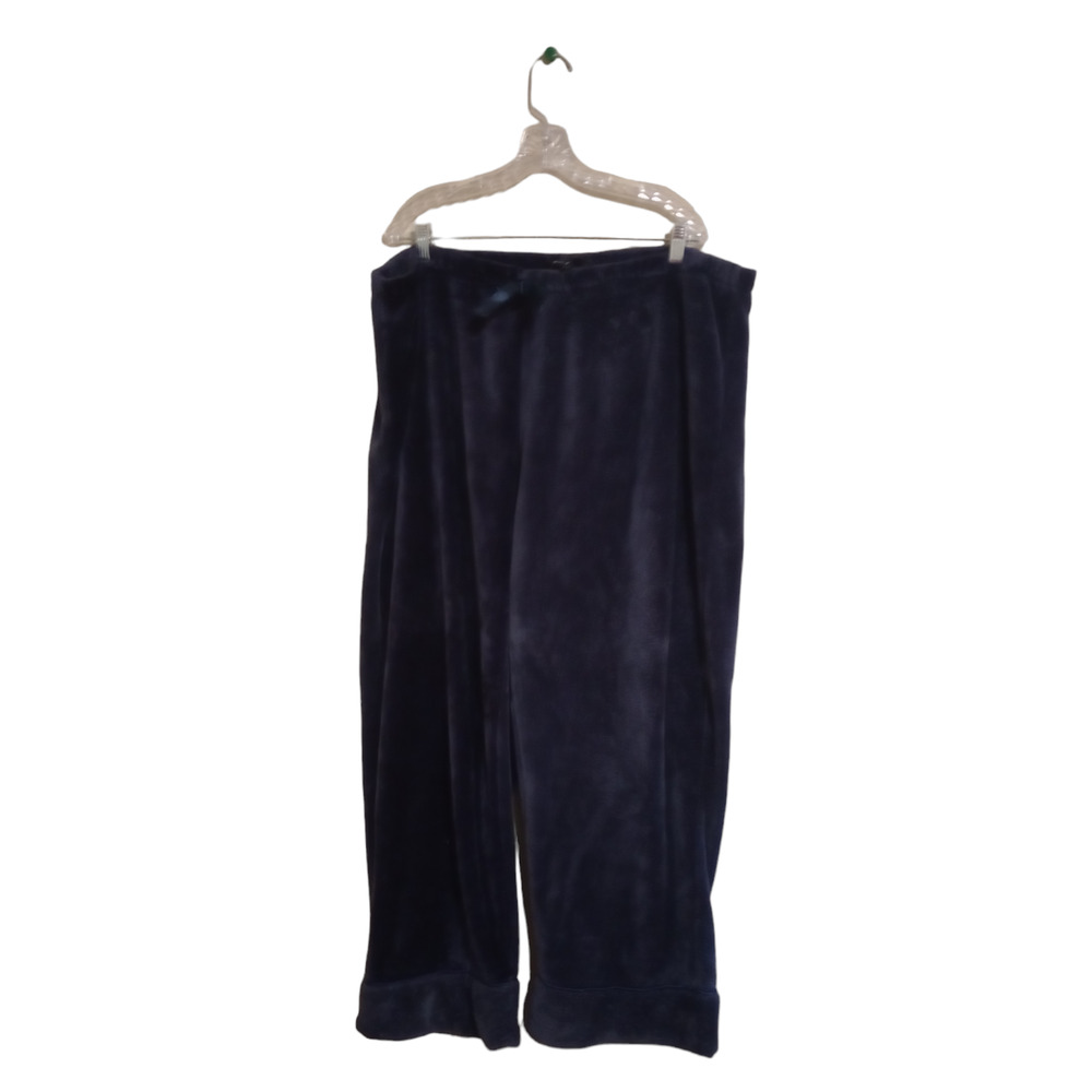 Soft & Cozy Co Velour Pull Up Jogger Drawstring Pants Size 3X Navy Blue 44"L